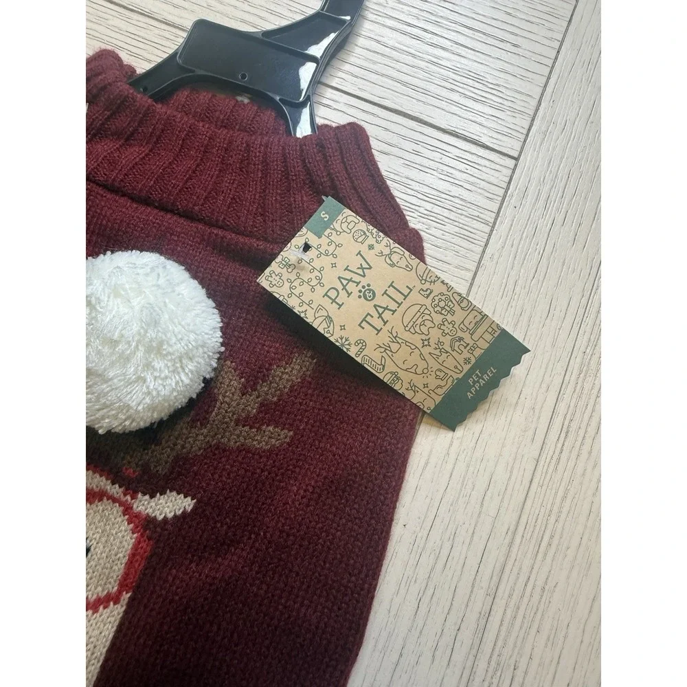 Paw & Tail NWT Pet Holiday Christmas Sweater. Rudolph W/ Pom Pom Nose.‎ Sz S